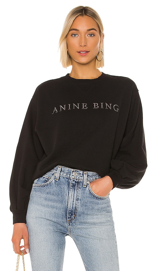 ANINE BING Esme Sweatshirt in Black | REVOLVE