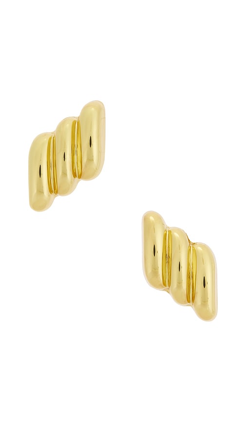 Diagonal Ribbed Earrings in Yellow.