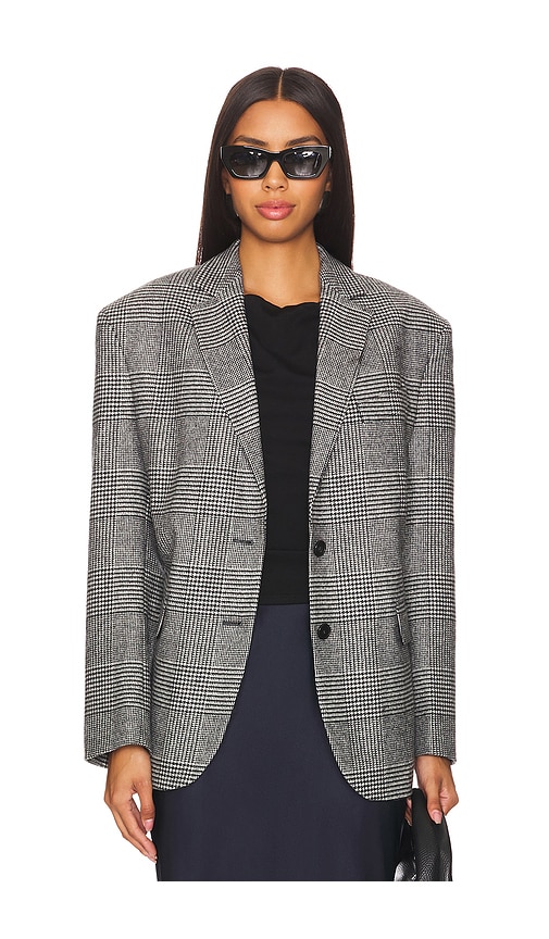 ANINE BING Quinn Blazer in Black & Grey Plaid