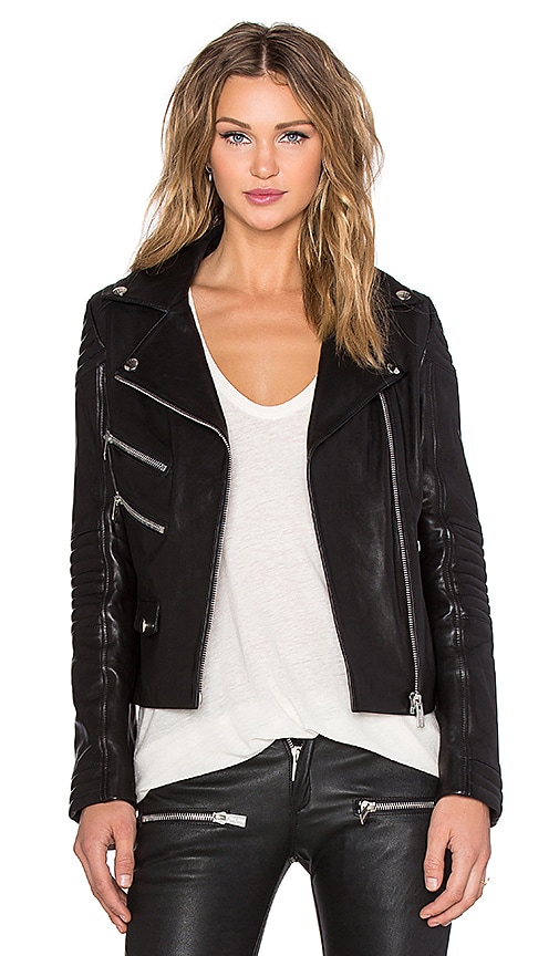 ANINE BING Biker Leather Jacket in Black | REVOLVE