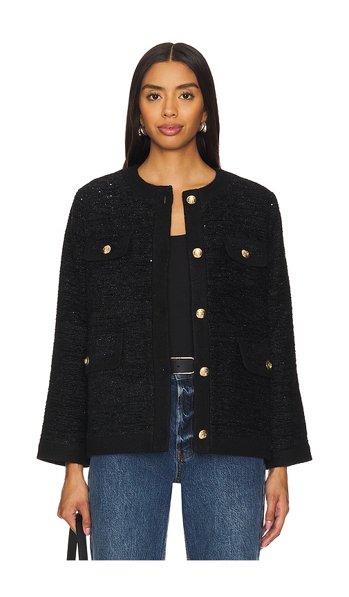Anine Bing Lydia ウールブレンド ブークレジャケット ANINE BING Lydia Jacket in Black Shine | REVOLVE