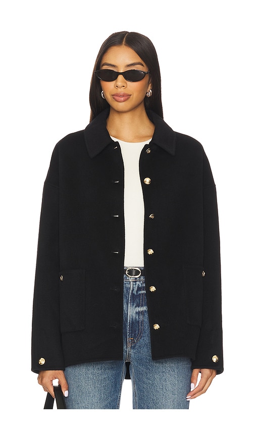 Anine Bing Button Detail Coat Collared Design Pockets In Black