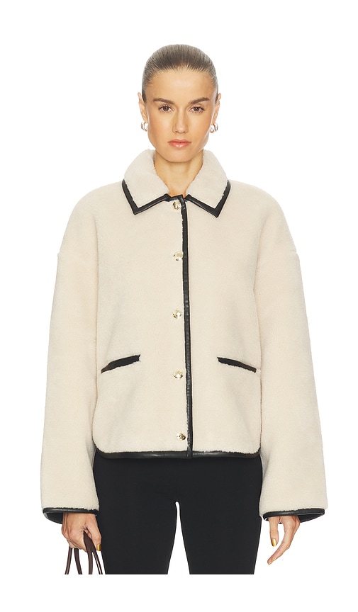 Anine Bing Piped Camden Teddy Jacket In Neutral