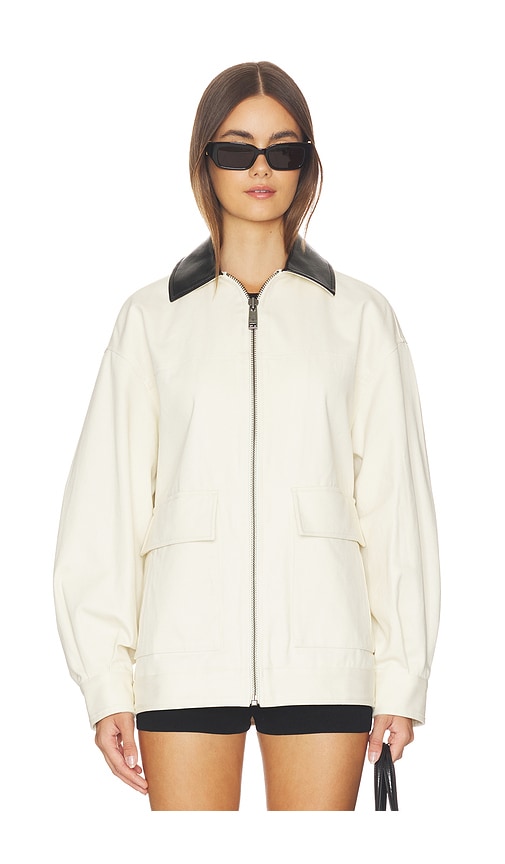 Anine Bing Womens Ecru Holden Contrasting-collar Cotton Jacket Xs In White