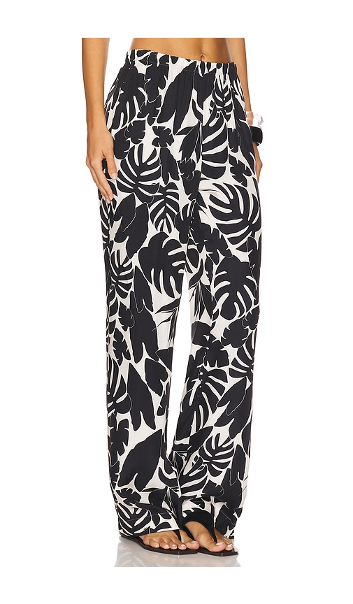 Anine Bing Elain Leaf-print Trousers In Black
