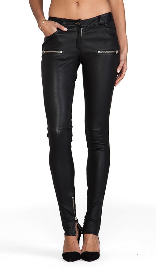 black leather skinny pants