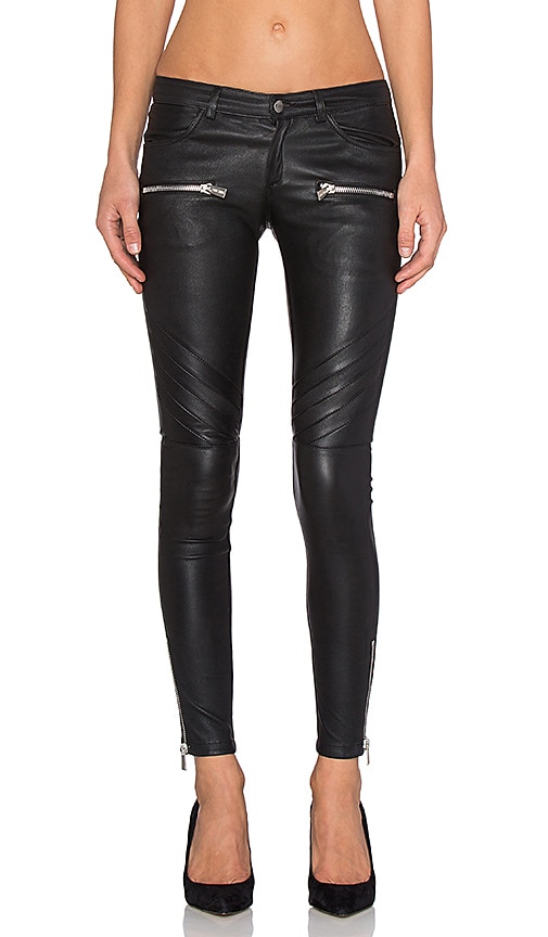 ANINE BING Leather Biker Pants in Black REVOLVE