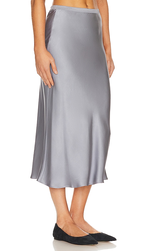 Shop Anine Bing Bar Silk Skirt In Grey