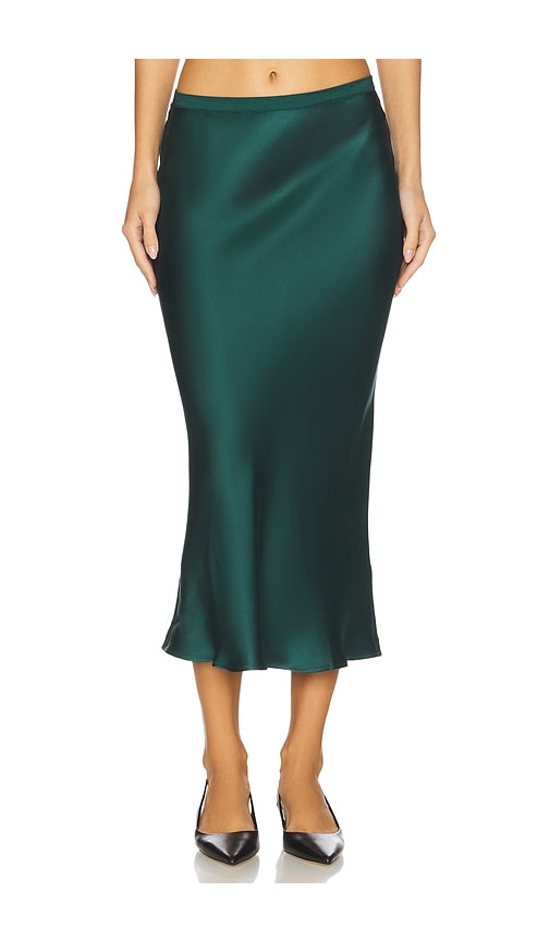 Anine Bing Womens Bar Silk Midi Skirt Dark Teal Xs In Green