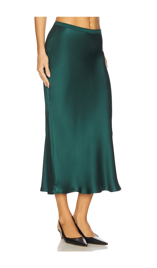 Anine Bing Womens Bar Silk Midi Skirt Dark Teal Xs In Green