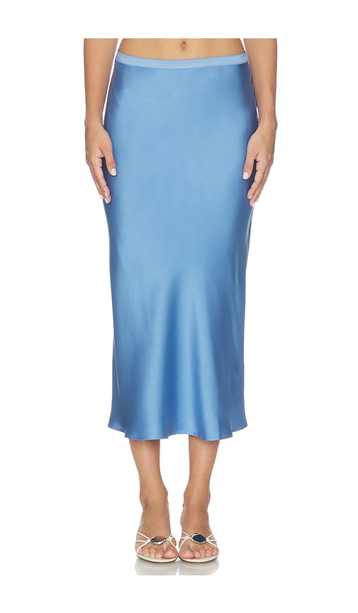 ANINE BING JUPE EN SOIE BAR  en Blue. Taille M. Also en XS, S, L.