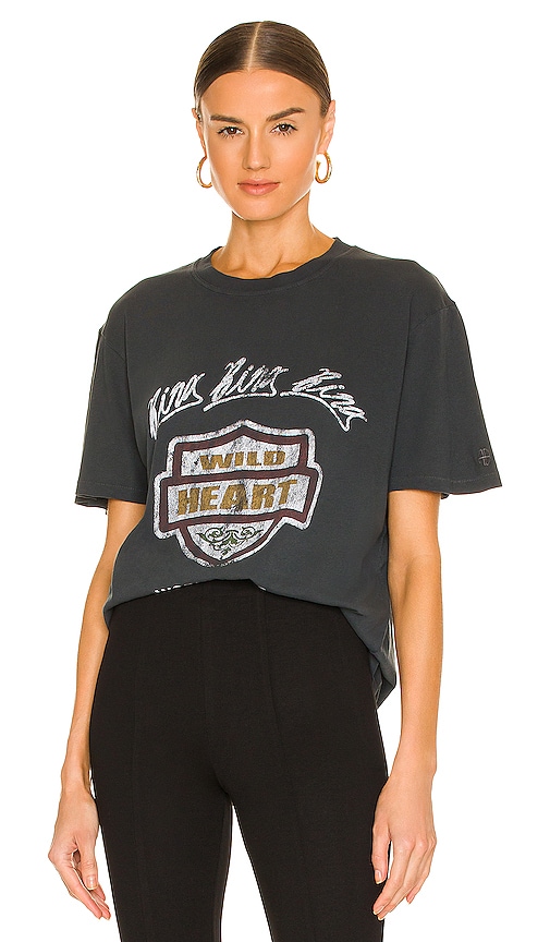 ANINE BING Lili Bing Tour Tee in Washed Black REVOLVE