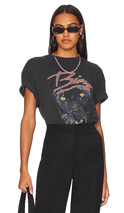 ANINE BING Walker Panther Tee in Vintage Black | REVOLVE