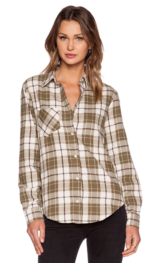 ANINE BING Plaid Shirt in Olive REVOLVE