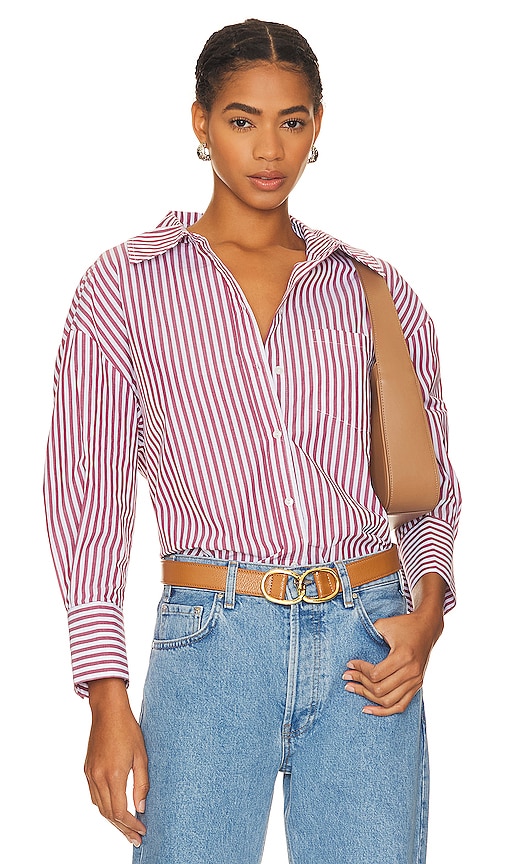 ANINE BING Mika Shirt in Red & White Stripe