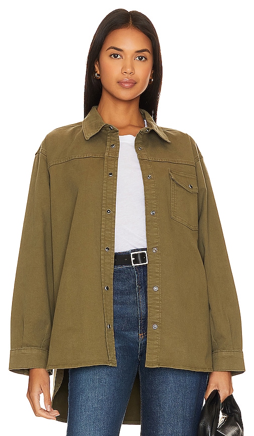 Anine Bing Sloan Shirt In Olive Cashmere