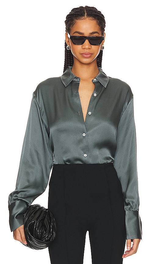 ANINE BING Monica Shirt in Dark Sage