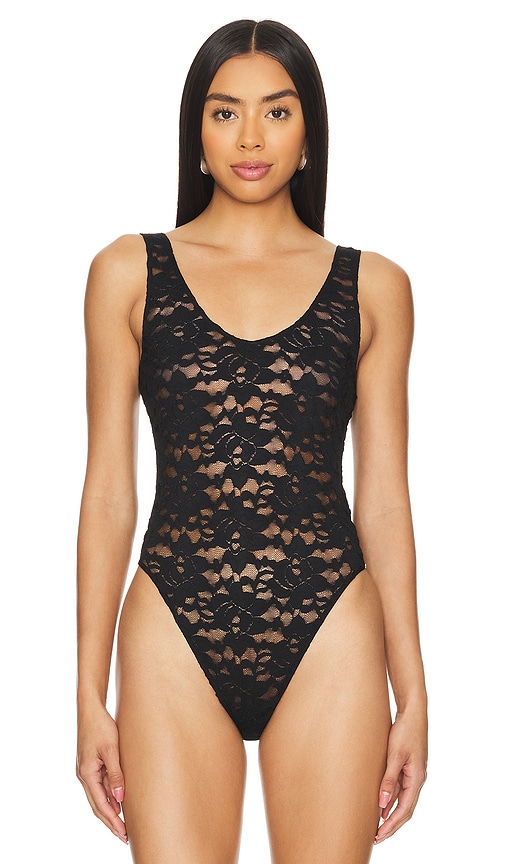 Shop Anine Bing Alysha Bodysuit In 黑色印花