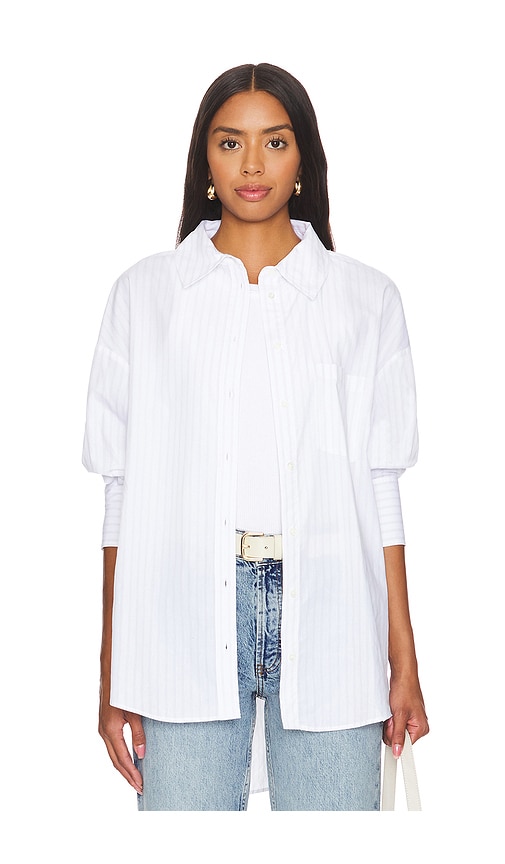 Shop Anine Bing Mika Shirt In White & Black