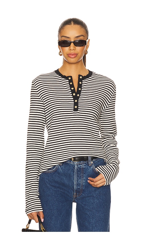 Alessia Long Sleeve Tee in Black. - size L (also in M, S, XS) - ANINE BING - Modalova