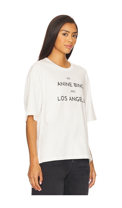 Anine Bing Graphic Crew Neck Top In White