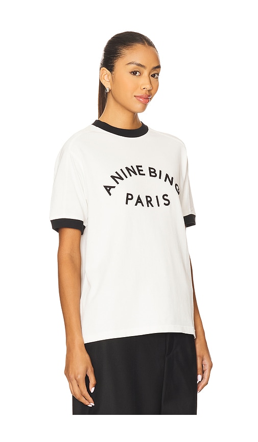 Anine Bing Short Sleeve Top Featuring Contrast Trim In White