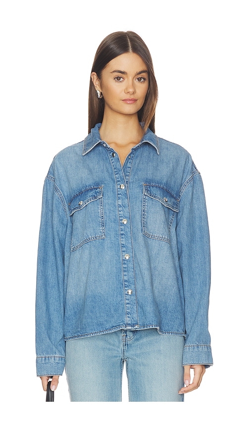 Anine Bing Womens Baltic Blue Paxton Oversized Denim Shirt