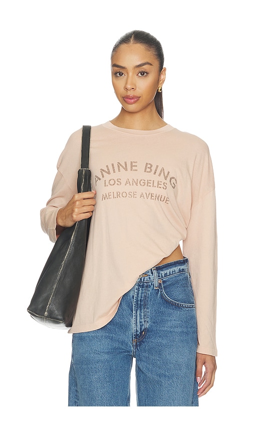 ANINE BING T-SHIRT MANCHES LONGUES MELROSE STENCIL IVAN en Pink Taille S Also en M L 167 €