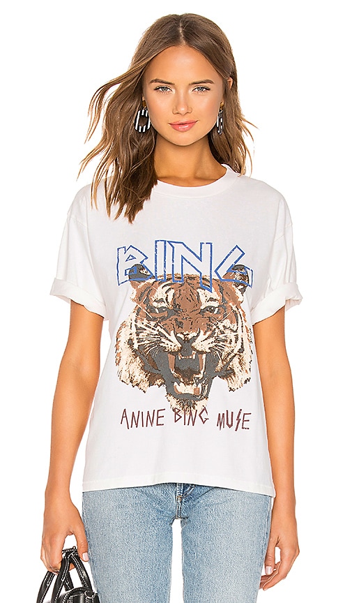 ANINE BING Tiger Tee in White | REVOLVE