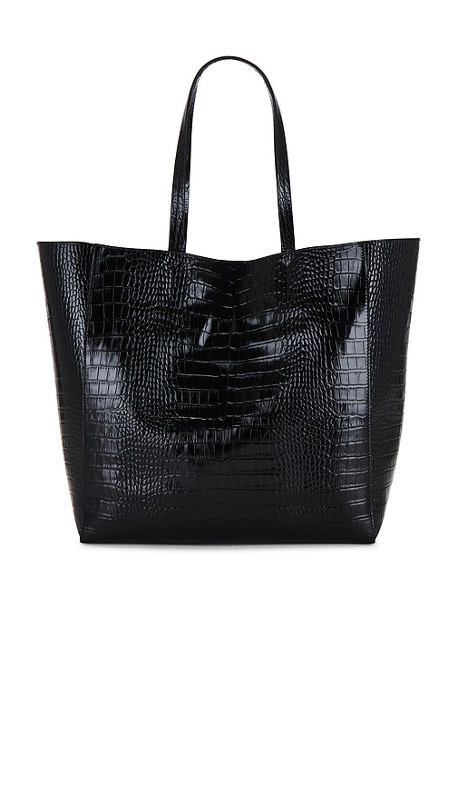 Shop Anine Bing Elly Tote In Black Embossed