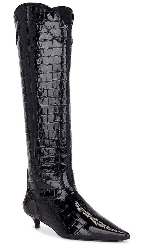 Shop Anine Bing Tall Rae Boots In Black Embossed