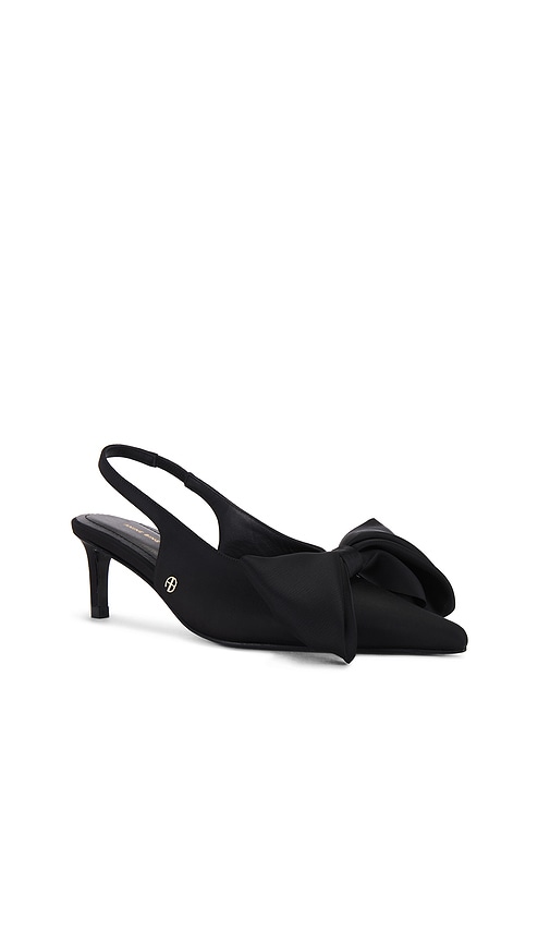 Anine Bing Nina Heels With Bow Heels Black In 블랙 사틴