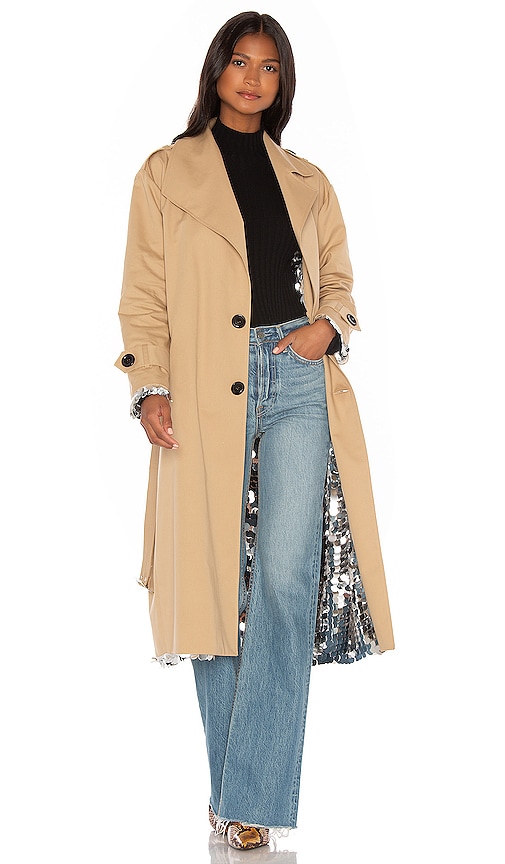 Sparkly Silver Double Sided Trench Coat