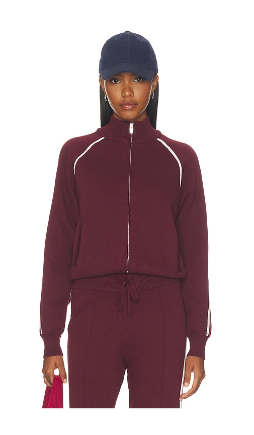 Adanola Knit Track Jacket in Burgundy. - size L (also in M, S, XS)