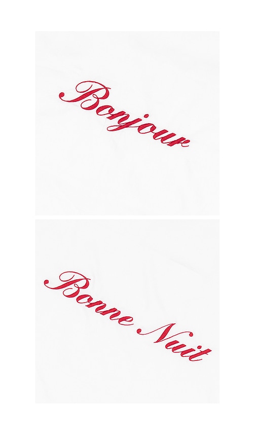  Abbode Lot De Taies D'oreiller Bonjour Et Bonne Nuit Bonjour And Bonne Nuit Pillowcase Set En White. 