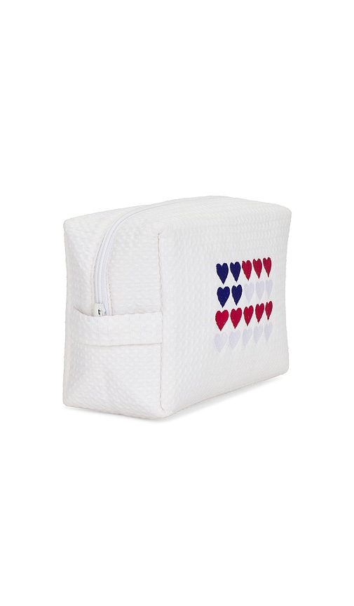  Abbode July 4th Heart Flag Waffle Pouch In White. 