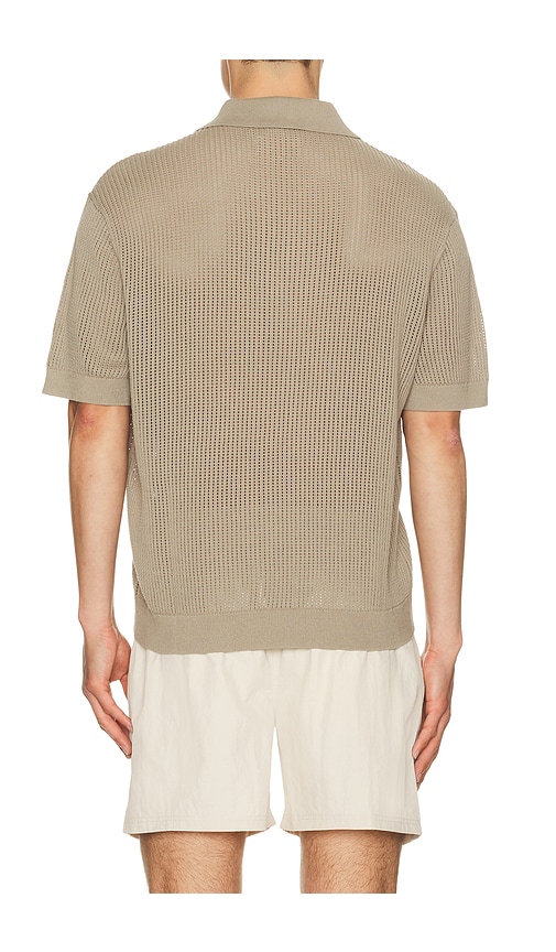  Auto-reply Knit Mesh Johnny Collar Polo In Olive. Size S. Also In M, L. 