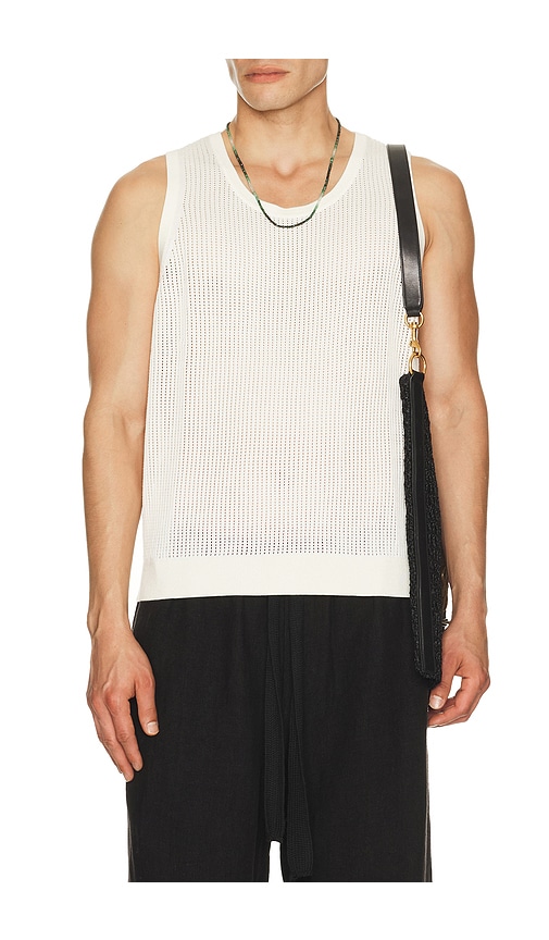 Knit Mesh Tank Top in Cream. - size XL/1X (also in S, M, L)