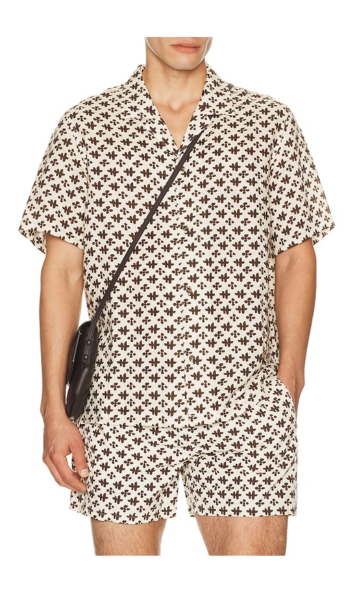 Auto-reply™ Alex Printed Short Sleeve Linen Shirt In Multi