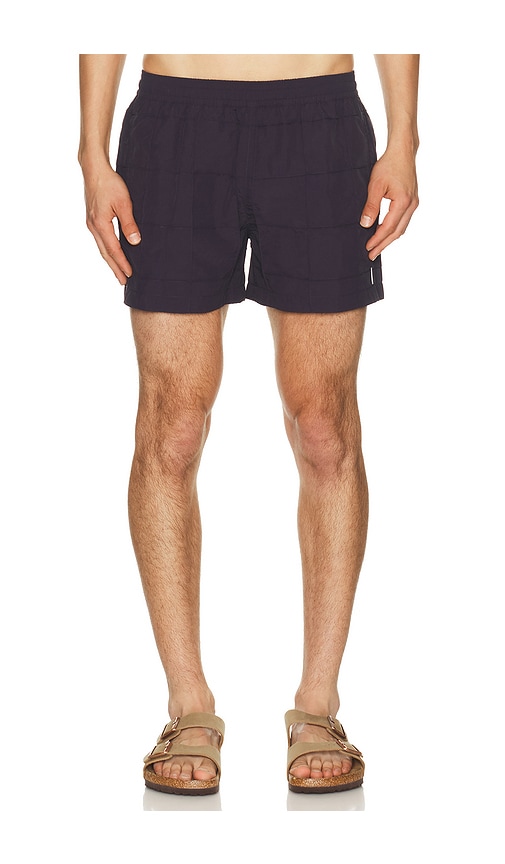 4 Grid Pintuck Sebastian Swim Trunk in Navy. - size XL/1X (also in S, M, L)