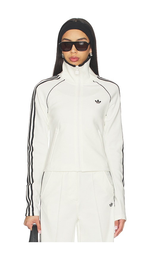 adidas Originals Slim Fitted Firebird Track Top in Off White