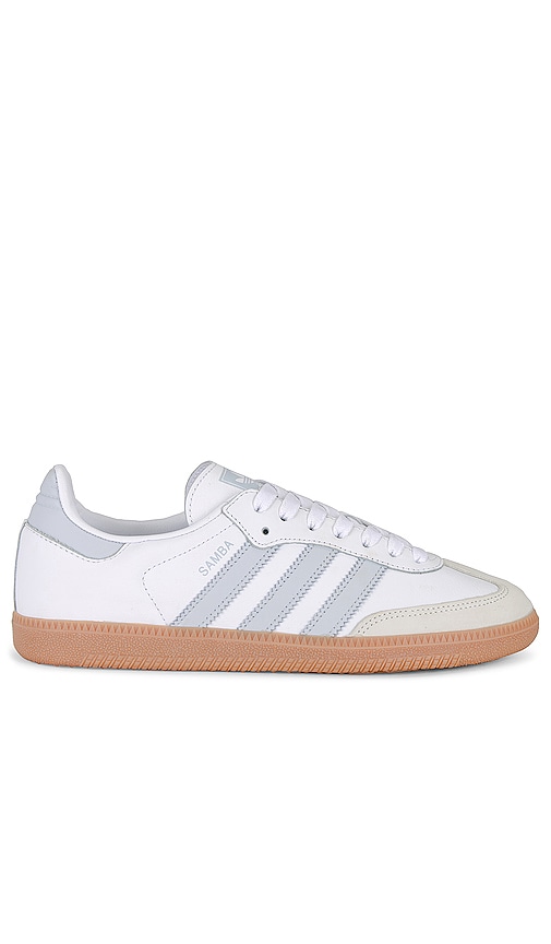 Adidas Originals Womens Adidas Samba Og Logo-print Leather And Suede Low-top Trainers In White & Halo Blue