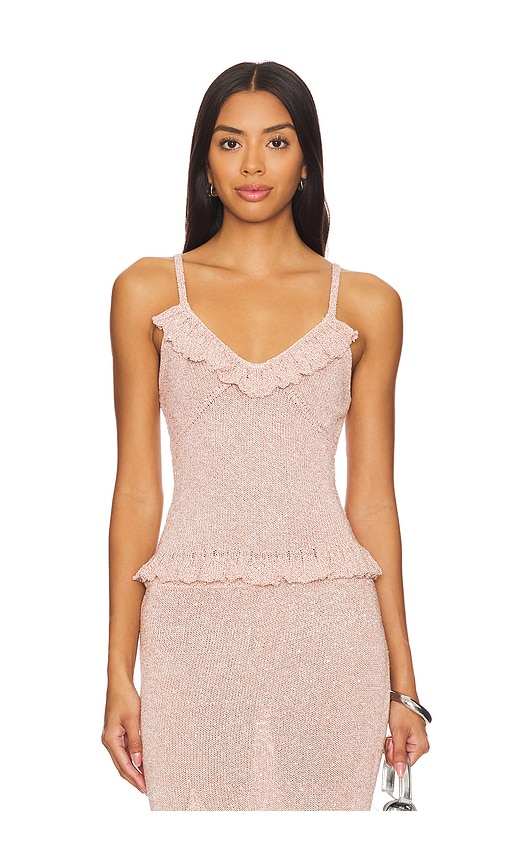 Shop Asta Resort Michaela Camisole In Blush Sequin