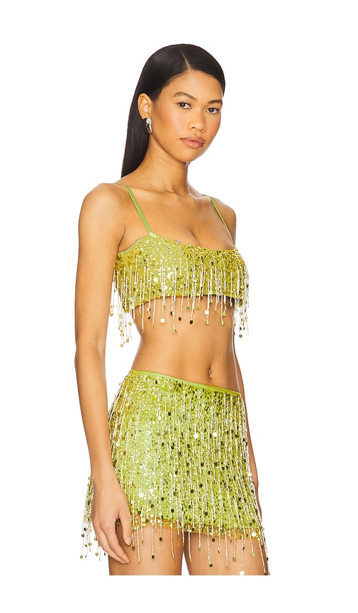 Asta Resort Yasmin Hand Beaded Bralette In Green