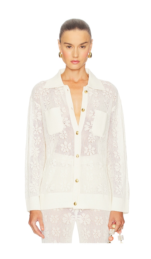 Delilah Crochet Shirt in White. - size XL (also in L, M, S, XS)