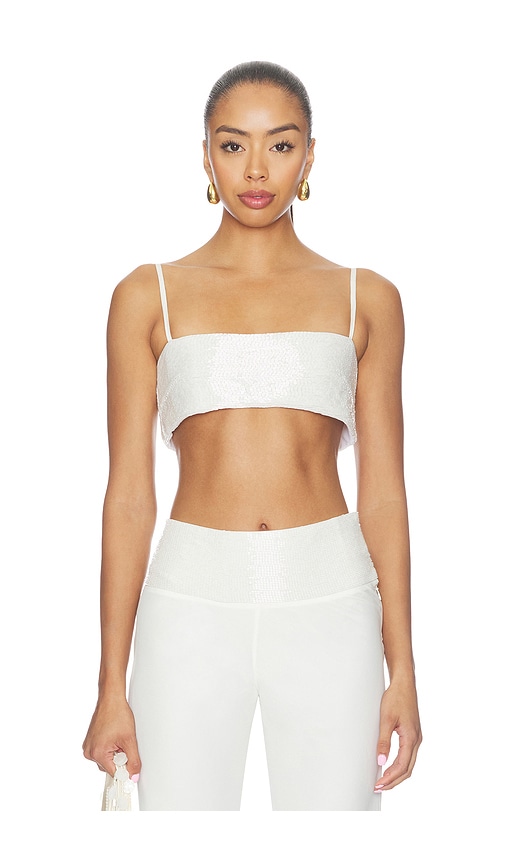 Asta Resort Iris Hand Beaded Bralette In 盐白色