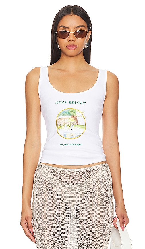 Asta Resort x REVOLVE Palm Springs Embroidered Tank in Antique White