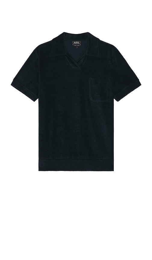 Shop Apc Toweling Short Sleeve Polo In Navy