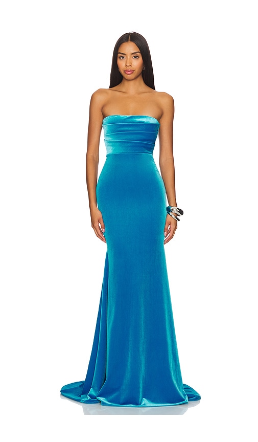 alex evenings blue velvet dress Alex Perry Velvet Gown in Blue