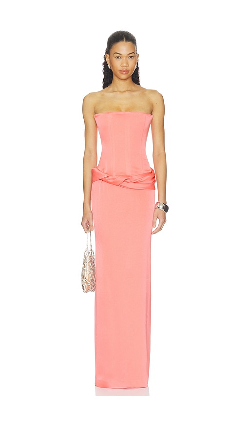 Strapless Longline Corset Twist Drape Column Dress Alex Perry $2,950 